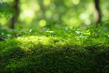 Naklejka premium Mossy ground in a serene forest during daylight