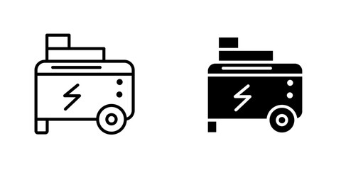 Generator, in line design. Generator, Power, Energy, Electricity on white background vector. Generator editable stroke icon.