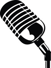 Vintage Retro microphone illustration black and white