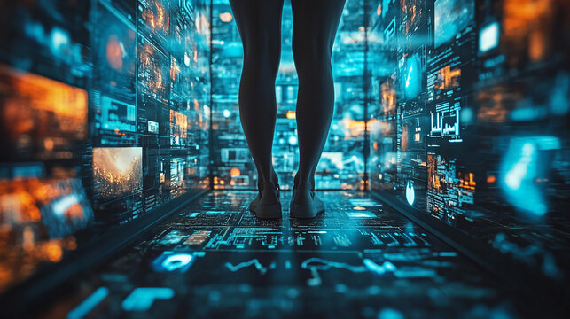 Futuristic technology data visualization with ai artificial intelligence and human interaction concept design - Powered by Adobe