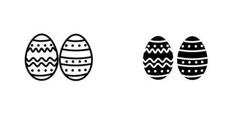 Easter eggs set. Spring linear egg icons with different pattern decoration. Doodle style Easter illustration pack for card, invitation, print, sticker, banner, poster. Vector black. 