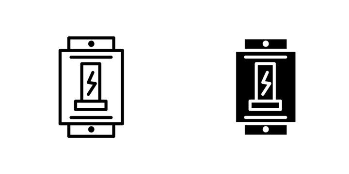 Circuit Breaker icon, circuit breaker mcb panel box vector icon set in black filled and outlined style. electric mcb switchgear vector symbol.