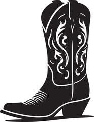 cowboy boot silhouette vector, leather black boot 