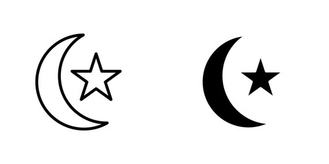 Magic moon and stars icon. Graphic elements for astrology. Boho witch and magic symbol. Black moon illustration isolated on white background. Vector 
