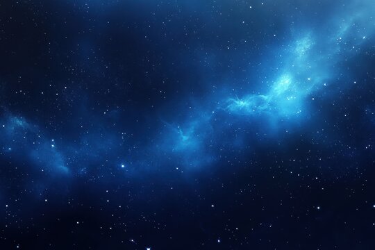 Vast night sky filled with swirling blue nebulae and stars - Powered by Adobe