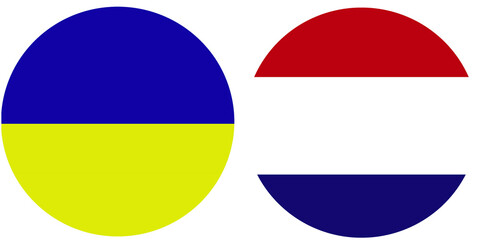 Ukraine Official flag with Netherland national flag, both countries flags in Round shape and isolated on white background
Circular colorful design Flag with together.