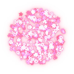 Pink, glittering flowers. 3d rendering.