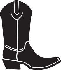 cowboy boot silhouette vector, leather black boot 