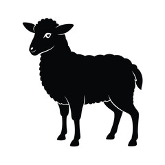 sheep black silhouette vector on white background