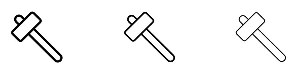 Wooden mallet icons for web site, mobile application. Logo illustration.