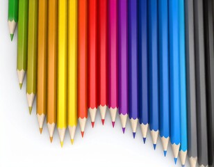 colored pencils on white background