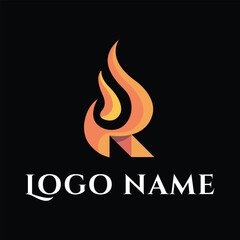 Fire Flame R Letter Logo - Energy, Heat, Power Brand