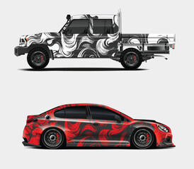 Abstract Swirl Design Car Wraps for Truck and Sedan