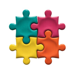 Obraz premium Colorful Puzzle Pieces Forming an Idea Isolated on PNG