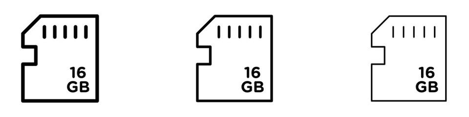 Memory card icons for web site, mobile application. Logo illustration.