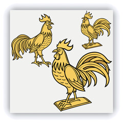 Rooster sketch engraving black and white outline. Scratch board imitation. illustrated in vintage line art style on a white background.