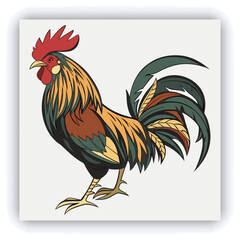 Rooster sketch engraving black and white outline. Scratch board imitation. illustrated in vintage line art style on a white background.