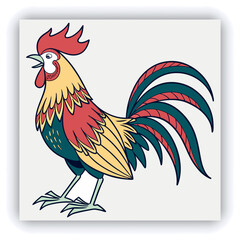 Rooster sketch engraving black and white outline. Scratch board imitation. illustrated in vintage line art style on a white background.