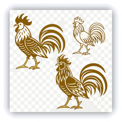 Rooster sketch engraving black and white outline. Scratch board imitation. illustrated in vintage line art style on a white background.