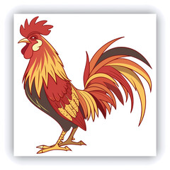 Rooster sketch engraving black and white outline. Scratch board imitation. illustrated in vintage line art style on a white background.