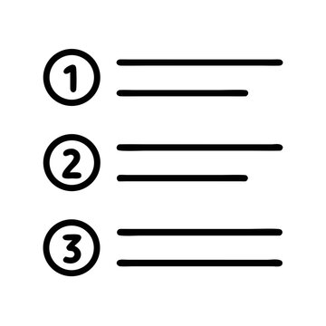 Vector icon of numbered list format for organizing content in applications and task management tools