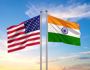 flag of america and india 