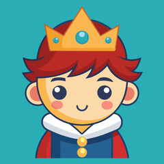 Cartoon Cute King with Golden Crown – Royal Character Vector Icon Isolated
