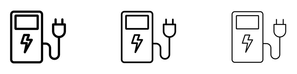 Charging station icons for web site, mobile application. Logo illustration.