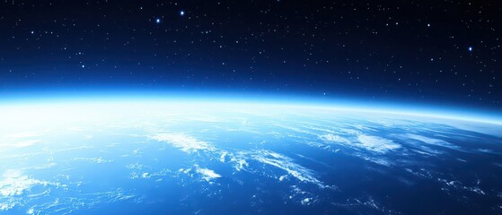 Fototapeta premium View of Earth from space in serene blue tones