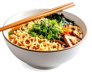 Bowl of ramen noodles with toppings