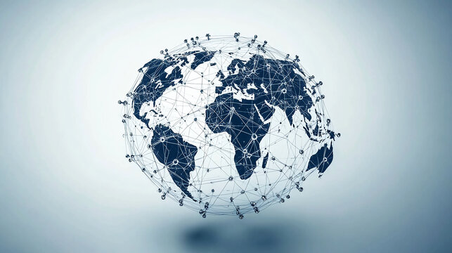 Global network technology world map connection internet digital communication worldwide concept - Powered by Adobe