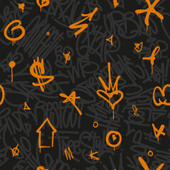 Vector graffiti illustration, seamless pattern, street art graffiti urban theme. Vector illustration
