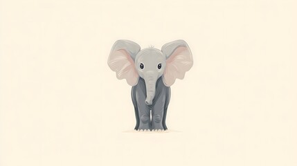 Fototapeta premium Cute Minimalist Baby Elephant Illustration