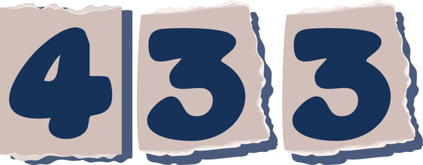 433 Retro torn paper number Design art