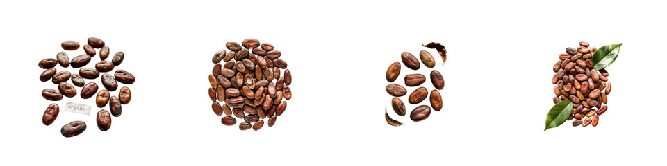 Cacao beans isolated on white background