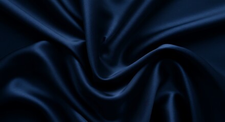 Obraz premium Deep navy blue satin fabric with luxurious texture