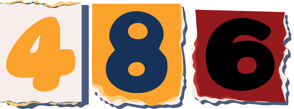 486 Retro torn paper number Design art
