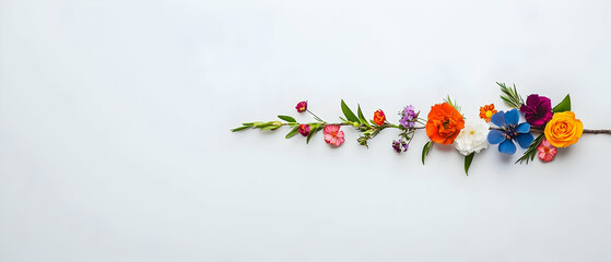 Fototapeta premium Colorful Floral Arrangement On White Background