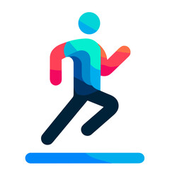 Stylised colorful running figure vector illustration on transparent background representing energy, motion, and vitality in modern fitness and sport design