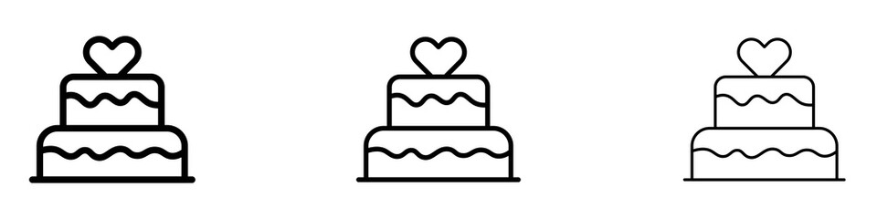 Wedding cake icons. Thin linear graphic pictogram for website