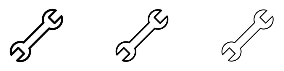 Wrench icons. Thin linear graphic pictogram for website