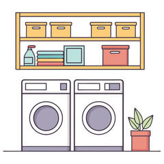 laundry room washing machine dryer shelves