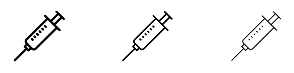 Syringe icons. Thin linear graphic pictogram for website