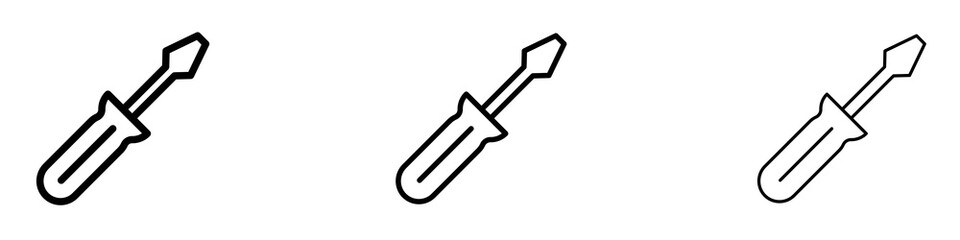 Screwdriver icons. Thin linear graphic pictogram for website