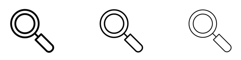 Search icons. Thin linear graphic pictogram for website