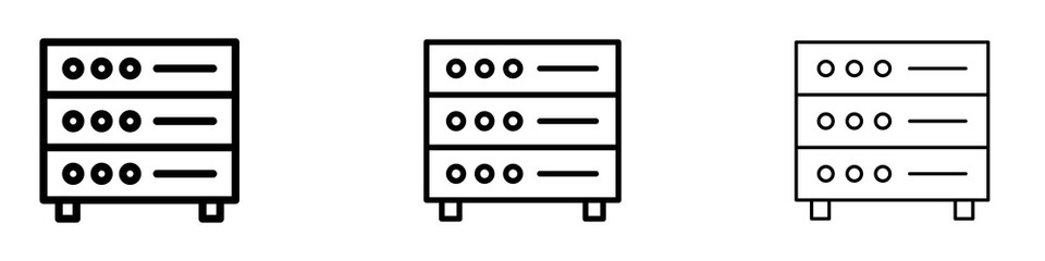 Server rack icons. Thin linear graphic pictogram for website