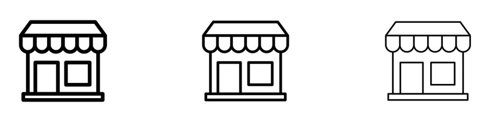 Shop icons. Thin linear graphic pictogram for website