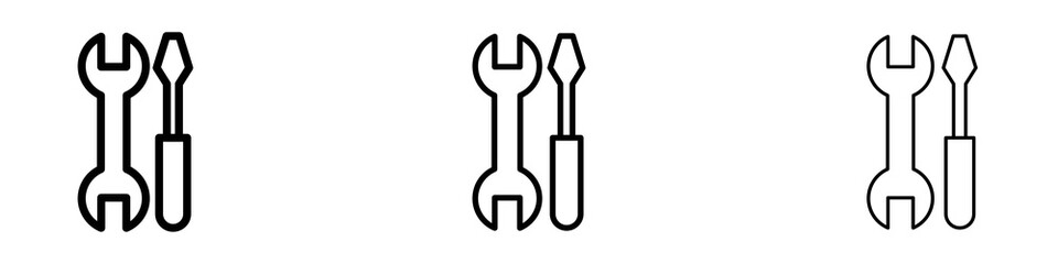 Repair icons. Thin linear graphic pictogram for website