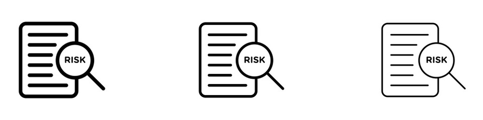 Risk analysis icons. Thin linear graphic pictogram for website