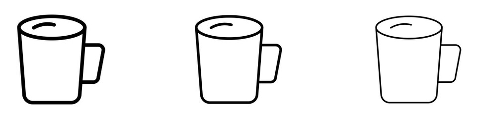 Mug icons. Thin linear graphic pictogram for website